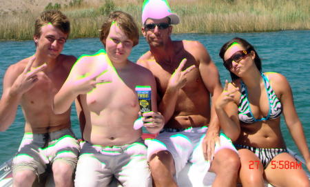 Nick,Kyle,me,Britt on the lake