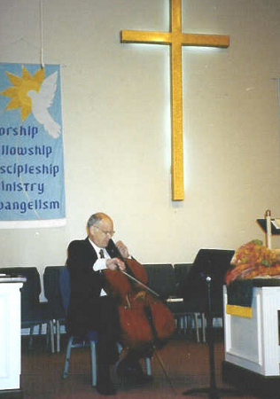 Playing Bach at a church service