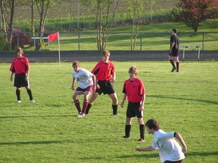 Chris playing soccer