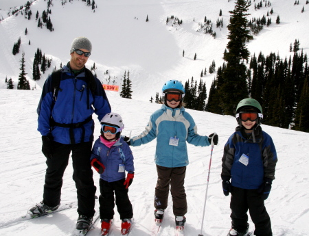 Jeff and the kids skiing