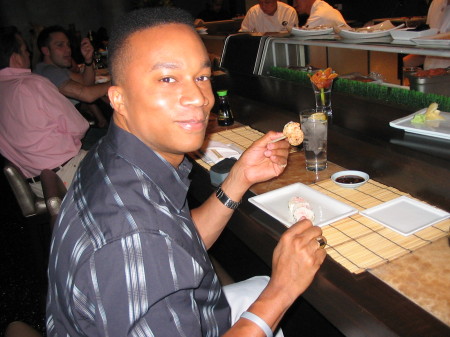 Eating sushi in Vegas