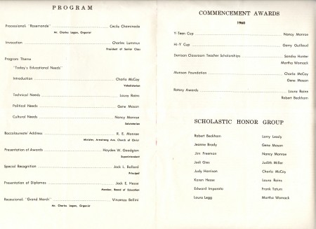 DHS 1960 Graduation Program page 2