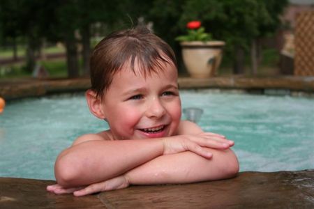 Nathan in the pool.