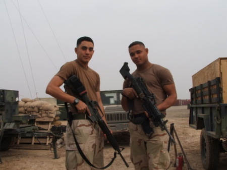 My son with a buddy in Iraq.