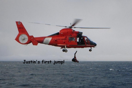 My son Justin doing his first jump for the Coast Guard! Just like his old man did!!