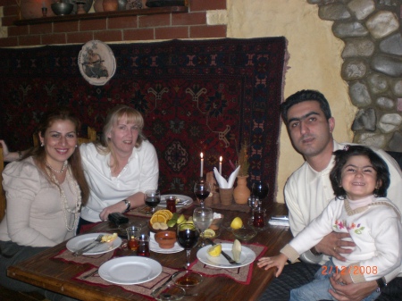 At dinner with friends in Baku