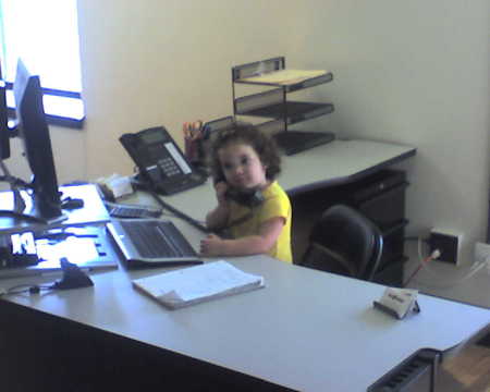Julia at Daddy's office