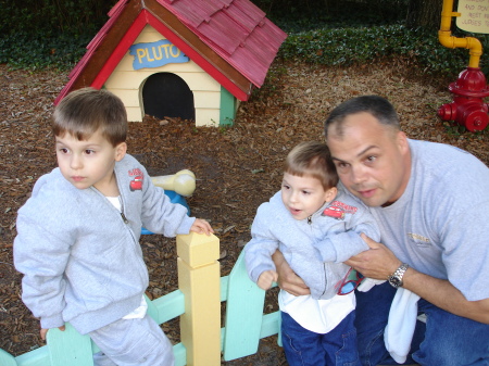 The Twins in Mickey's Garden WDW Nov 2006