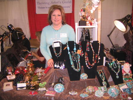 Judy Wright Miller at jewelry show in Dallas Markethall