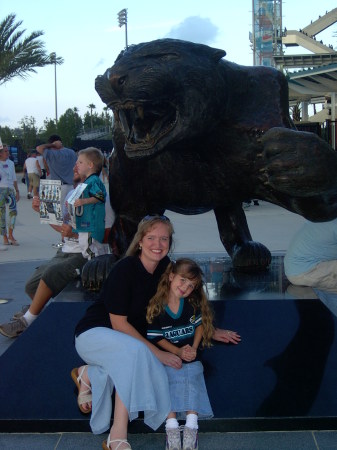 Jenny and Haley in front of the Jaguar