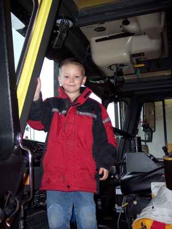 Jacob in the Fire Truck.