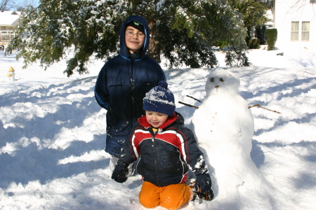 The boys and their snowman