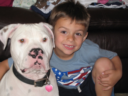 My yongest - Kaden & our dog Mocco