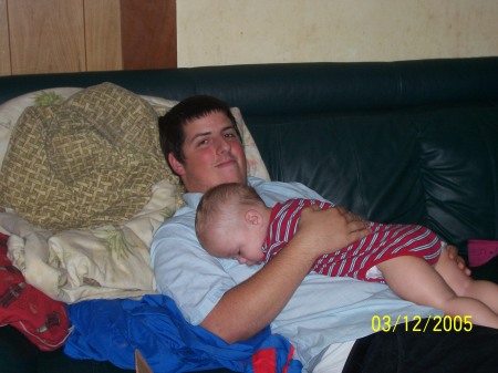 Cory with Hunter asleep