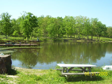 Looking over our lake from the front porch