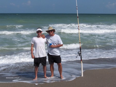 Dave (our youngest Son) at "Aunt Terry's beach house" w/ Uncle Mike, Hutchinson Is. 9/2005