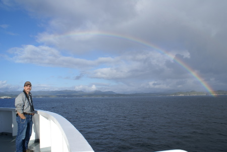 Geoff and Rainbow from ship, Inside Passage AK