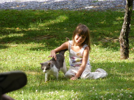 My daughter Cierra with cat