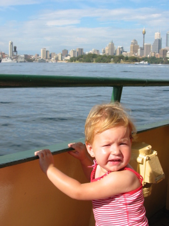 Paige on the ferry to the Teronga Zoo