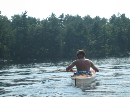 Brewster in his kayak