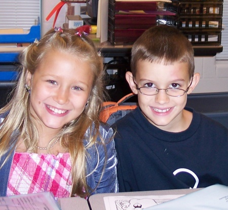 Jordan and his friend Victoria 1st day of 4th grade