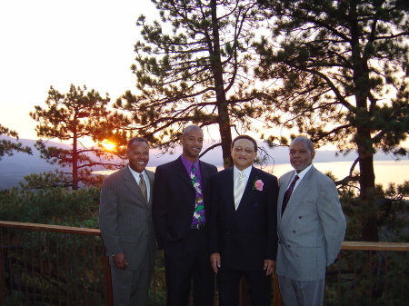 Chuck and friends at Chuck's wedding in September of 2003.  Mark Bryant is on the far left