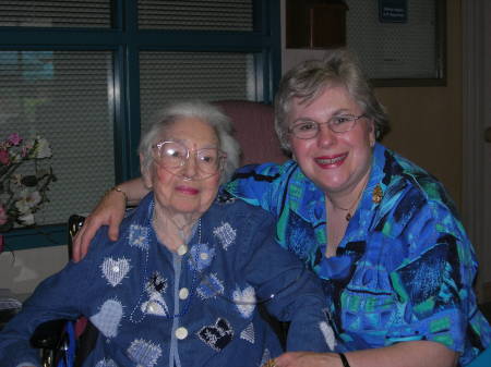 Merrie with her mother Ruth Kristol at 93