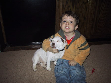Dominic & our new dog Charlie
