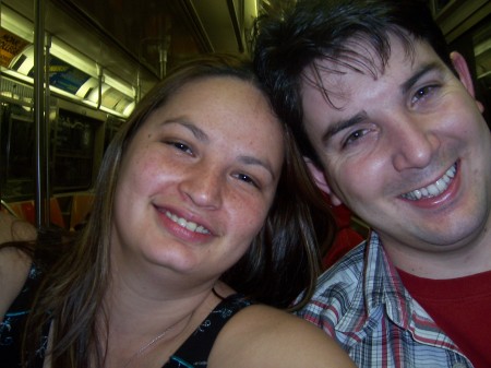 Monique and I drunk on the subway.