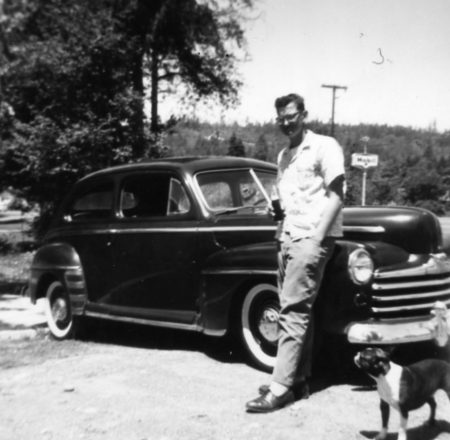 Les and his first car 1947 Ford (bought it from Howard Pheason)