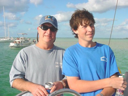 Me and my son Matt (foredeck swab)