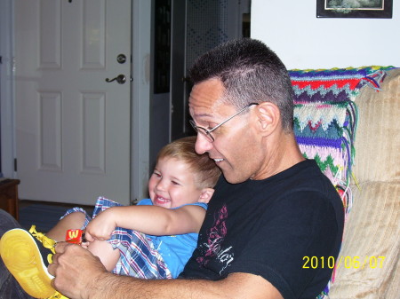 Blaine (the proud grandpa) playing with Josh.