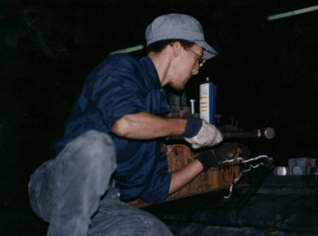 Daryl working on steam locomotive