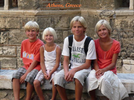 My kids in Athens, Greece