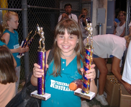Shelby with her trophies. We won 1st place for the season and 1st place in the championship. (Totally Undefeated)
