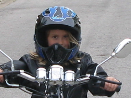 Brenna on her motorcycle.