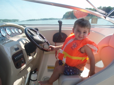 My son Kyle 2 years old on our boat !