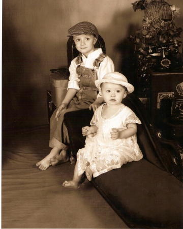 Grandbabies dressed in the old times