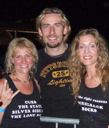 Rachel and I with Chad from Nickelback!!