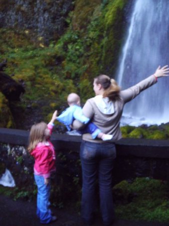 My girls and I at Multnomah falls