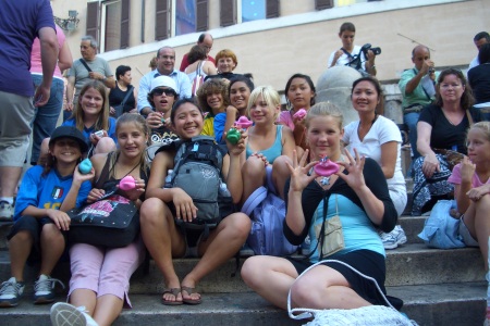 My students after our first day in Rome.  They're still smiling after a day of walking in ninety degree heat!!!