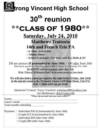 30th Reunion flyer