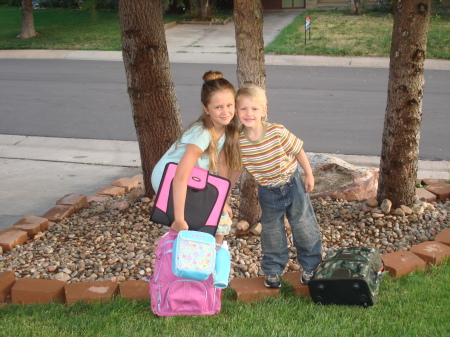 First day of school 2007-2008 Avrial in 5th grade and Rennick in K4
