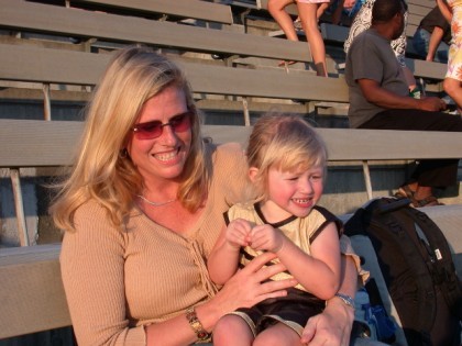 Mommy and Little Deacon Fan!