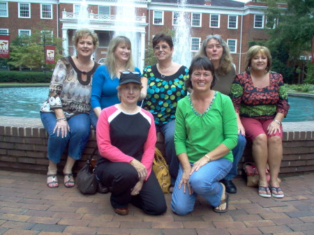 Girls in front of Alamance Building