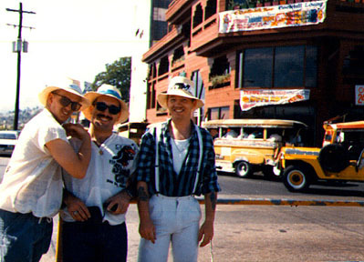 U.S.S. Vandegrift (FFG-48) shipmates; Frank Dean, me, and Chuck Moore (JSs) in Olongapo City, PI...Liberty call on Magsaysay street, 1988