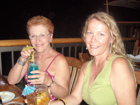 My Mom & Ann enjoying a boat drink!