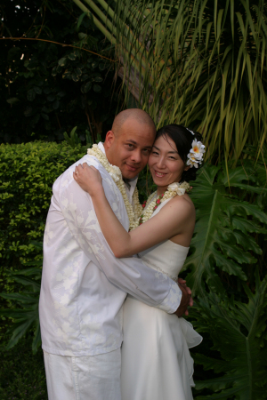 My wife Mieko and I at our wedding in Hawaii, Dec. 2004
