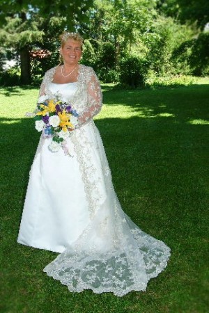 Missy Brown Halseth in Arkona, Ontario, Canada on her wedding day