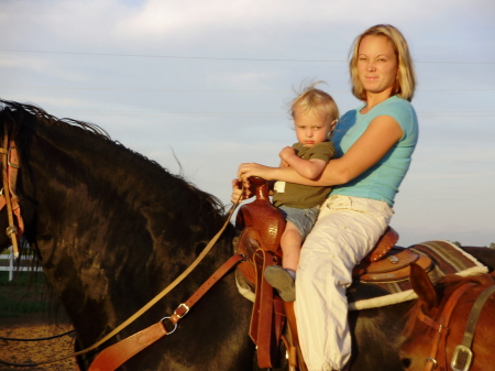 Daughter Amanda on my friesian mare